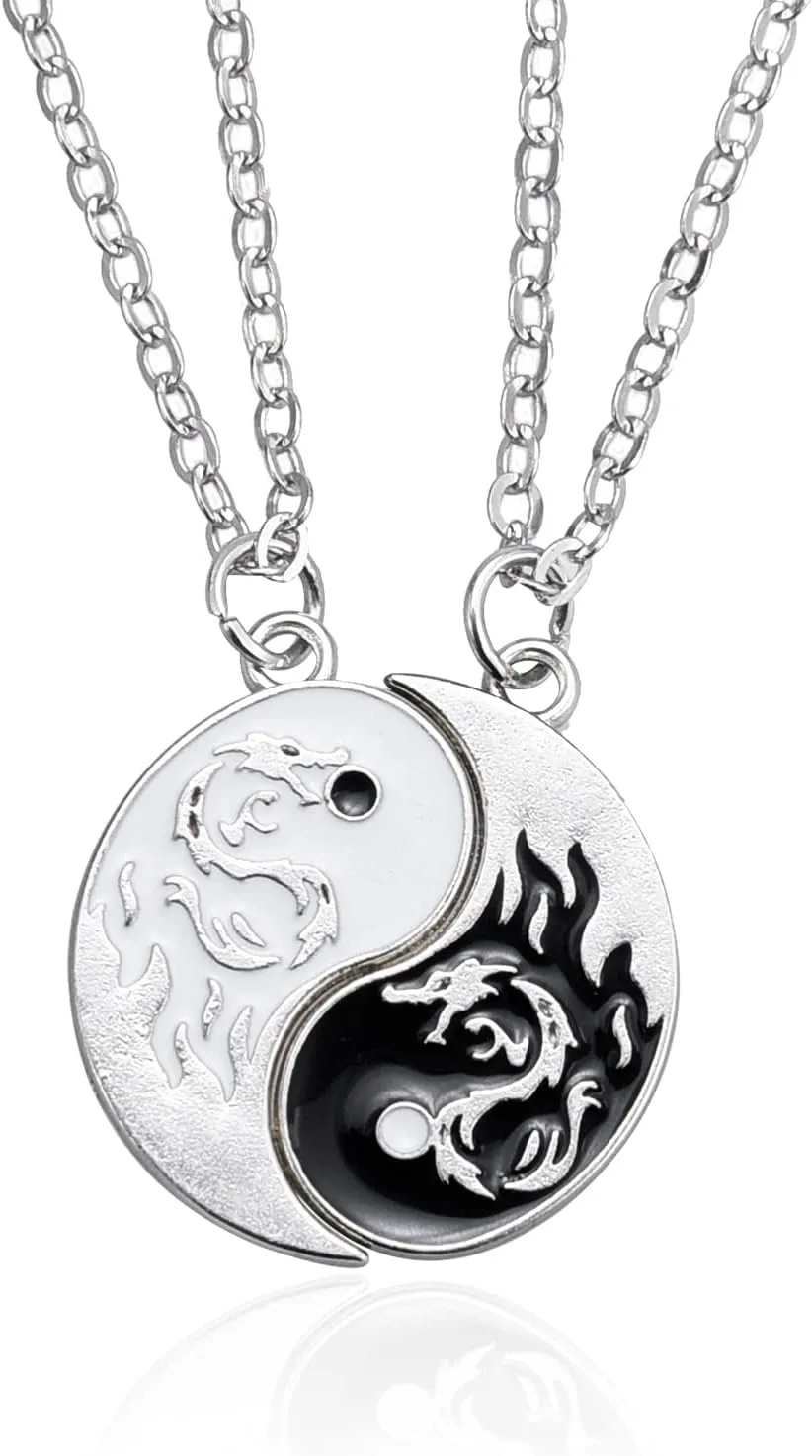 HANRESHE Cat Matching Necklaces Best Friend Necklaces Heart Yin Yang Friendship Necklace For 2