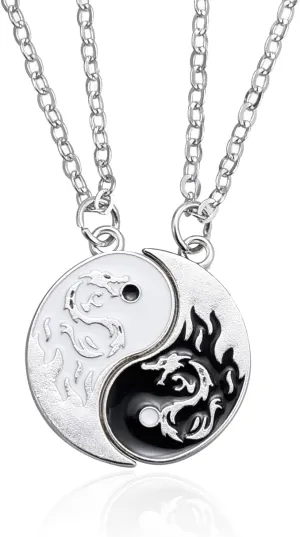 HANRESHE Cat Matching Necklaces Best Friend Necklaces Heart Yin Yang Friendship Necklace For 2