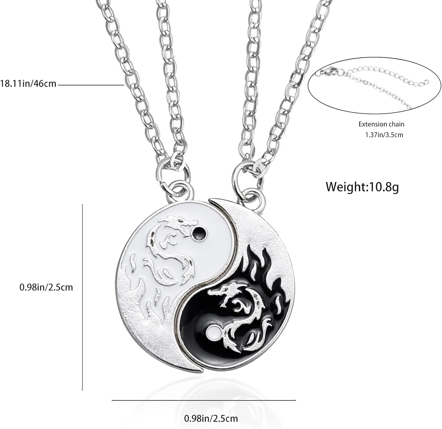 HANRESHE Cat Matching Necklaces Best Friend Necklaces Heart Yin Yang Friendship Necklace For 2