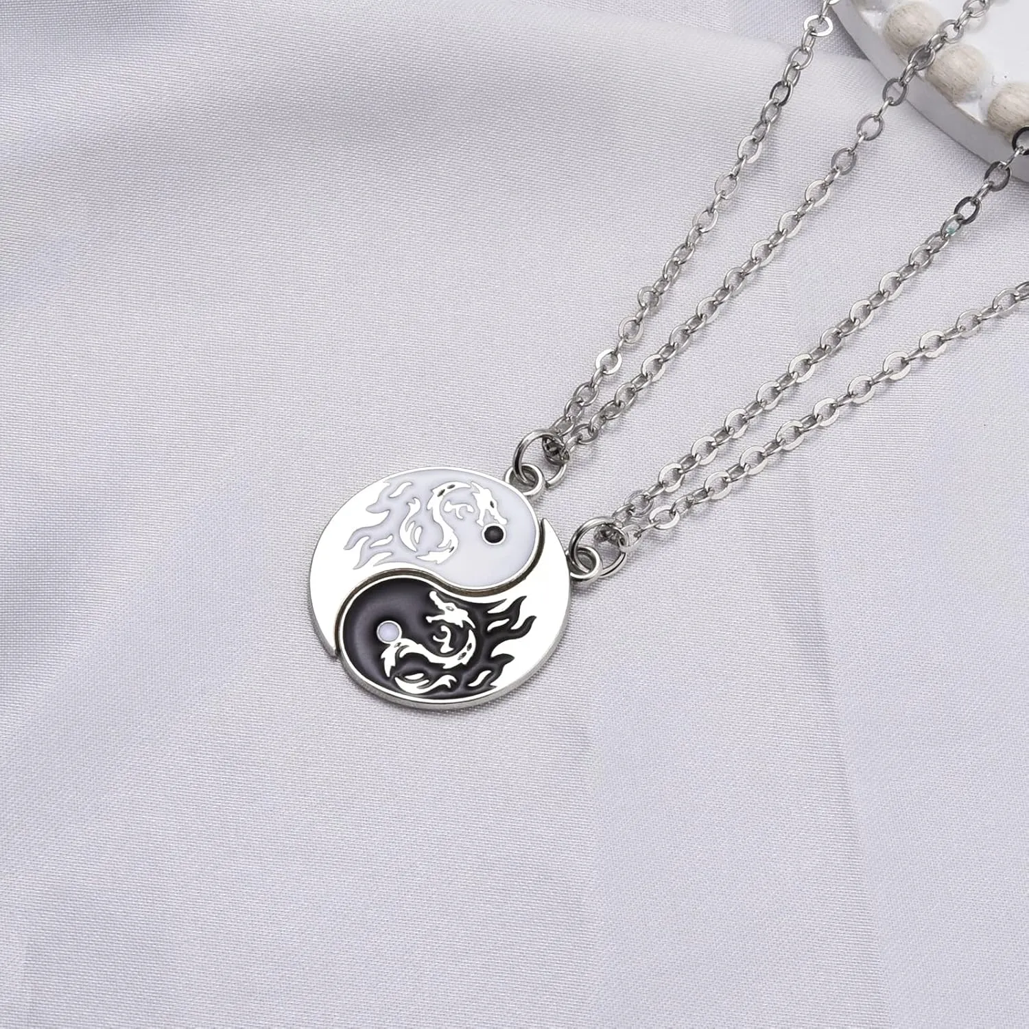 HANRESHE Cat Matching Necklaces Best Friend Necklaces Heart Yin Yang Friendship Necklace For 2