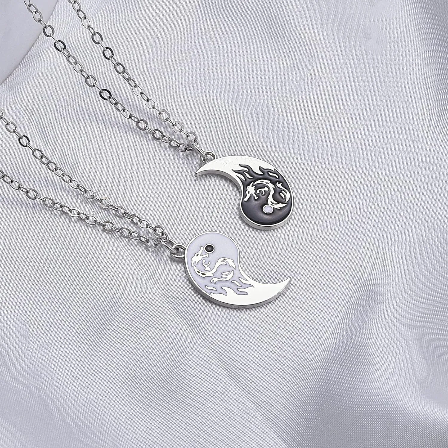 HANRESHE Cat Matching Necklaces Best Friend Necklaces Heart Yin Yang Friendship Necklace For 2