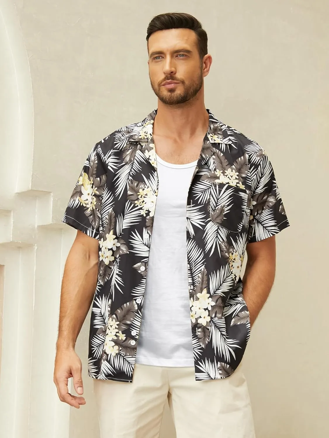 Hardaddy Men's Camp Collar Retro Vintage Bowling Button Down Shirt with Pocket Casual Short Sleeve Beach Shirts Summer