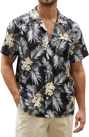 Hardaddy Men's Camp Collar Retro Vintage Bowling Button Down Shirt with Pocket Casual Short Sleeve Beach Shirts Summer