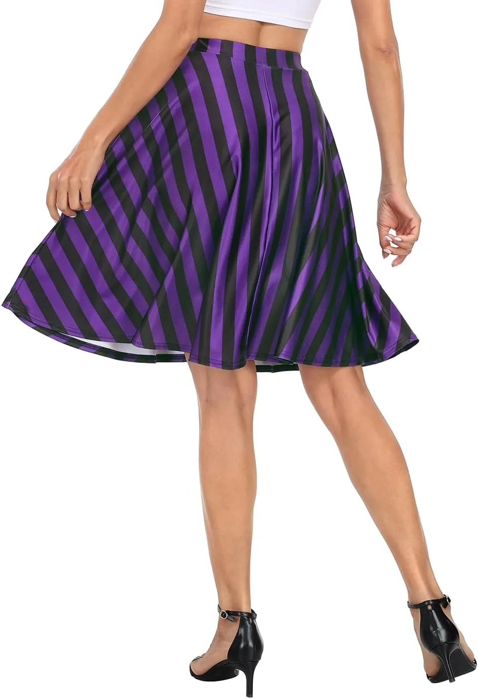 HDE Skirts for Women - Midi Skirt Skater Skirt Knee Length High Waist Fun Prints