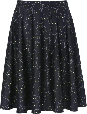 HDE Skirts for Women - Midi Skirt Skater Skirt Knee Length High Waist Fun Prints