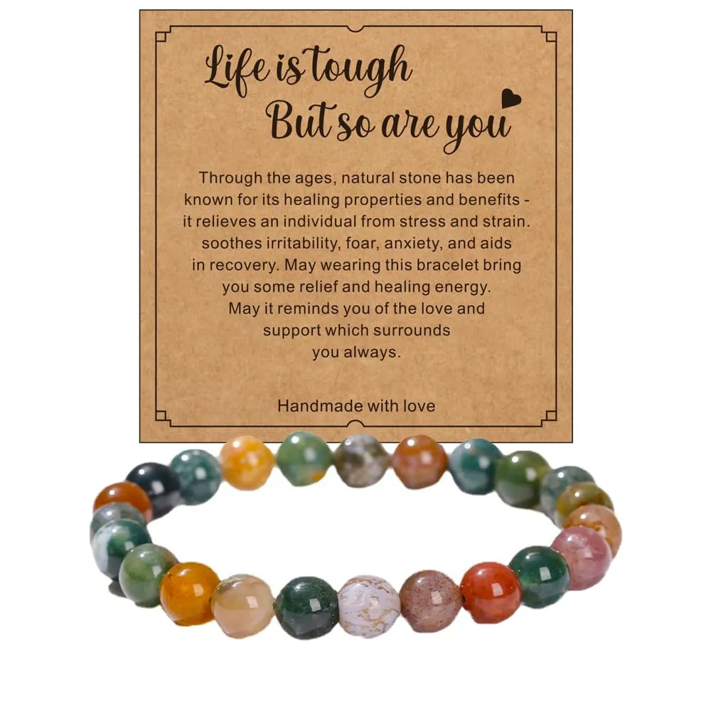 Healing Stone Bracelets For Women Bead Bracelets 8MM Agate Bracelet Handmade Natural Stone Bracelets Stone Of Peace