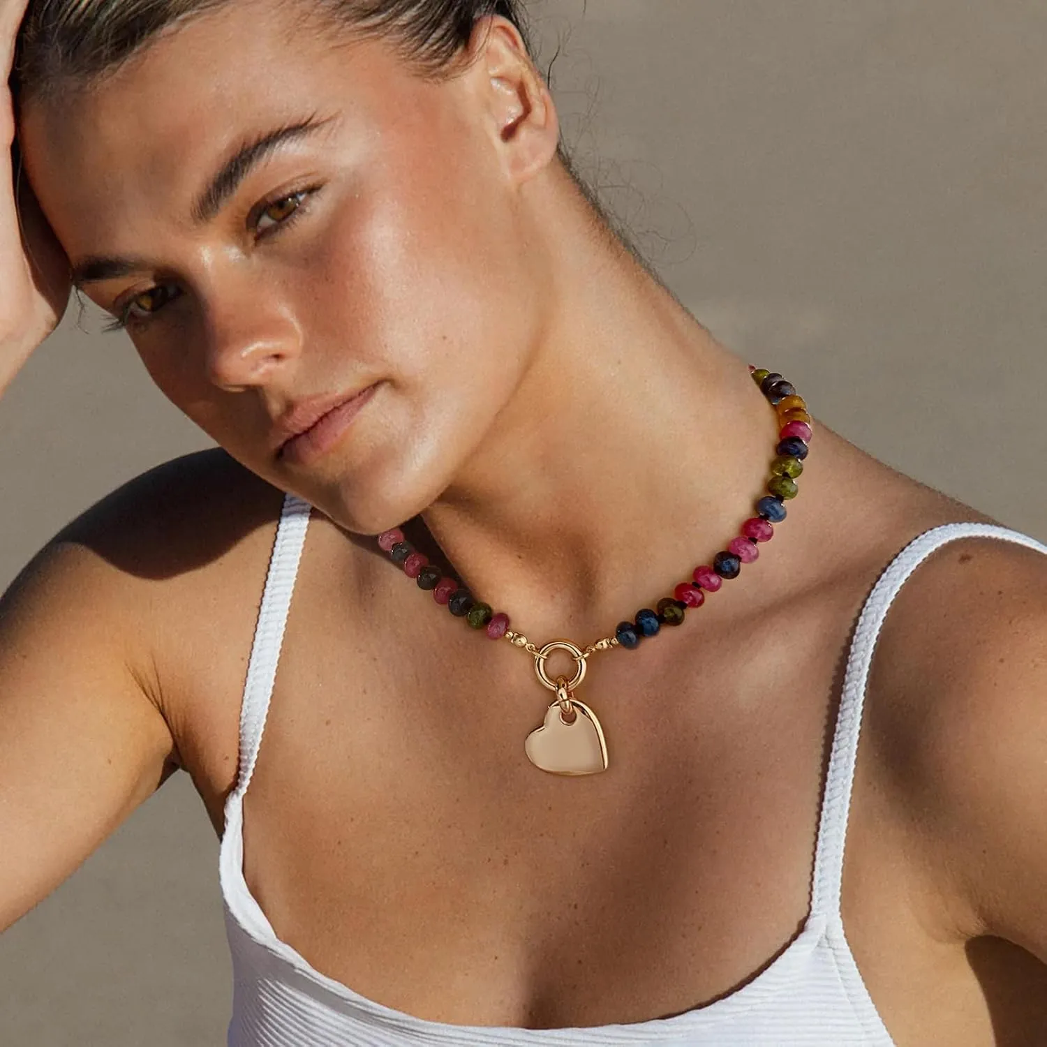 Heart Necklaces For Women Gold Chain Necklaces Red Heart Charm Necklace Chunky Heart Pendant Necklace