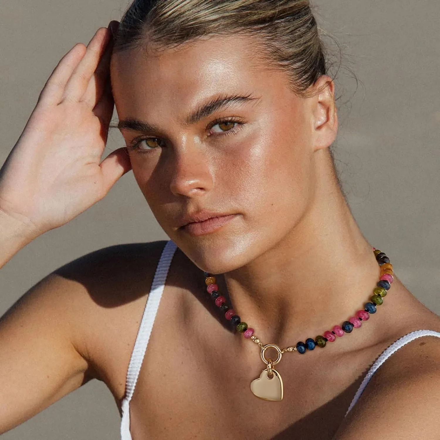 Heart Necklaces For Women Gold Chain Necklaces Red Heart Charm Necklace Chunky Heart Pendant Necklace