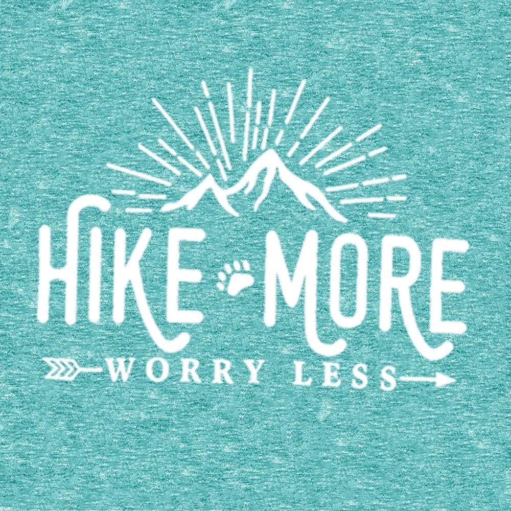 Hiking Shirt for Women Adventure Mountain Graphic Athletic Shirts Funny Hike More Worry Less Tee Tops