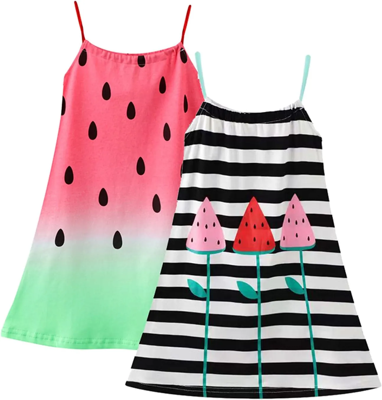 HILEELANG Girl Summer Cami Dress Sleeveless Tank Cotton Casual Spaghetti Strap Jersey Shirt Cool Beach Sundress