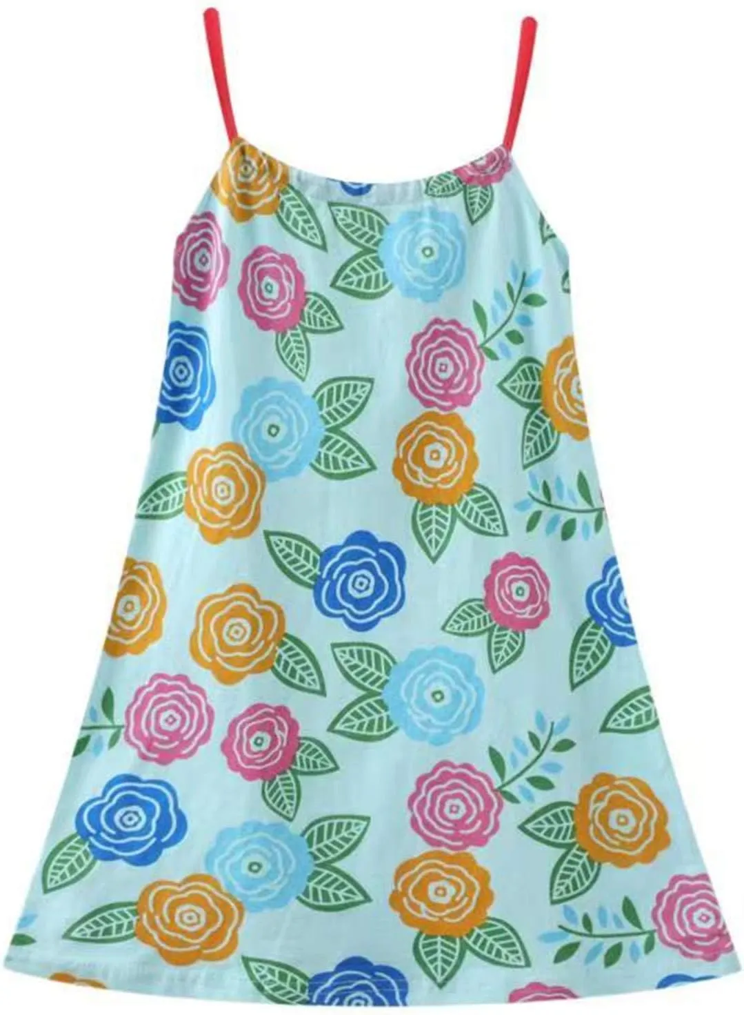HILEELANG Girl Summer Cami Dress Sleeveless Tank Cotton Casual Spaghetti Strap Jersey Shirt Cool Beach Sundress