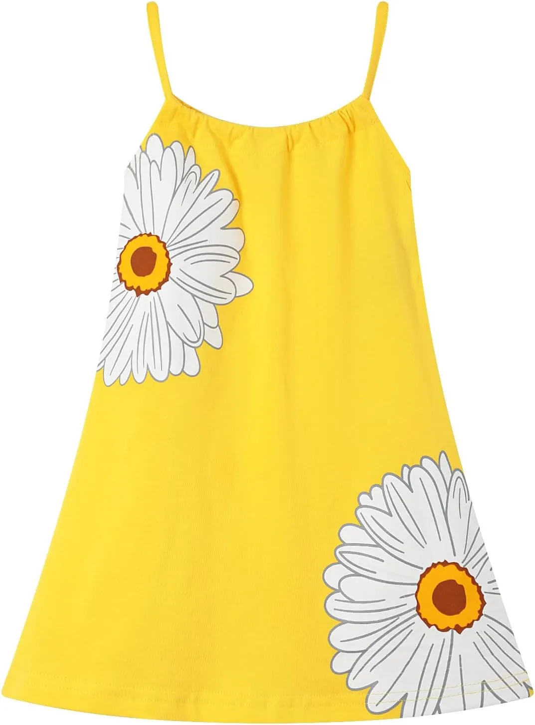 HILEELANG Girl Summer Cami Dress Sleeveless Tank Cotton Casual Spaghetti Strap Jersey Shirt Cool Beach Sundress