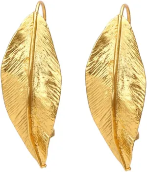 Homoyoyo 1 Pair Vintage Leaf Earrings Gold Studs for Women Gold Plated Hoop Earrings