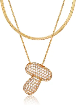 Initial Necklaces for Women, Gold Balloon Bubble Letter Necklace,18K Gold Plated Dainty Personalized Puffy Name Necklaces