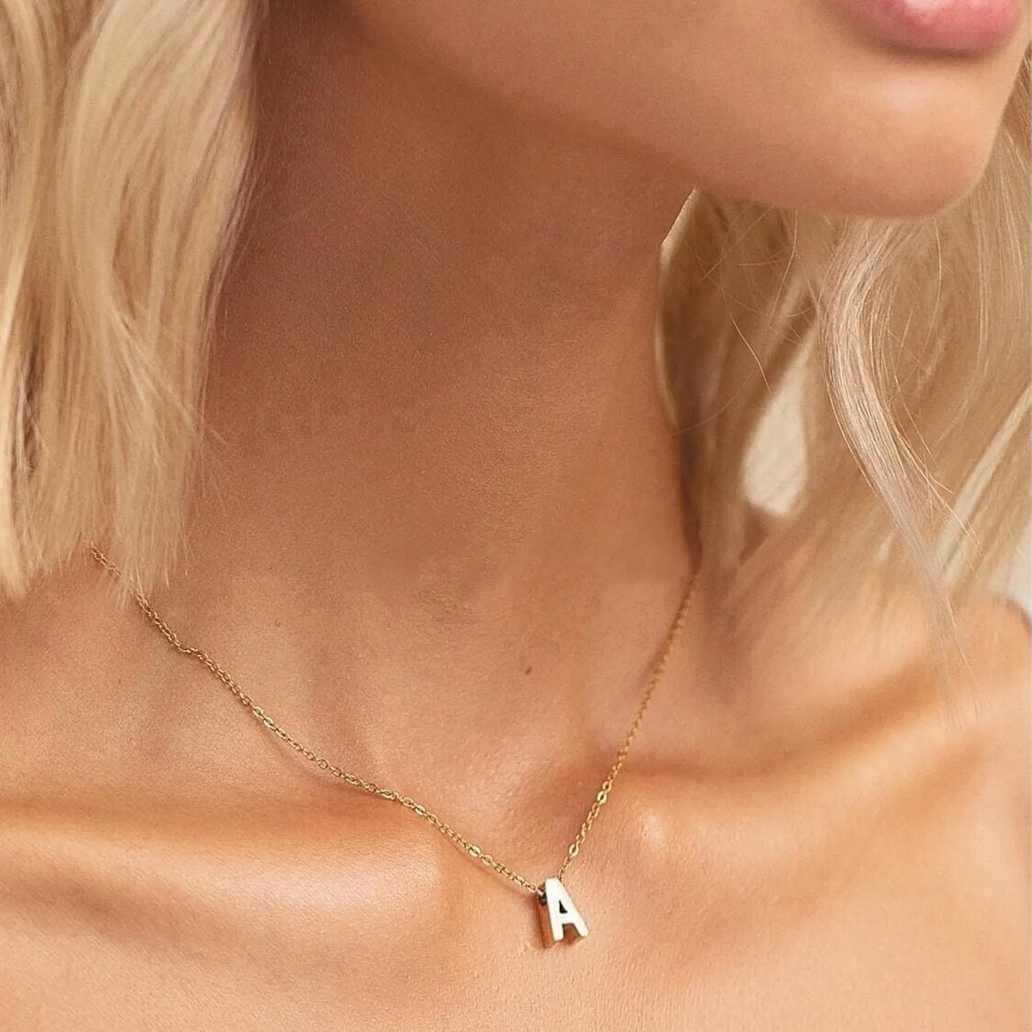 Initial Necklaces for Women, Layered 18K Gold Plated Letter A-Z Initial Necklace, Dainty Gold Name Jewelry, Gifts for Women