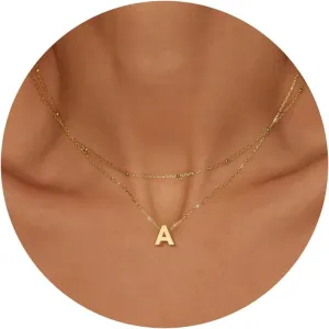 Initial Necklaces for Women, Layered 18K Gold Plated Letter A-Z Initial Necklace, Dainty Gold Name Jewelry, Gifts for Women