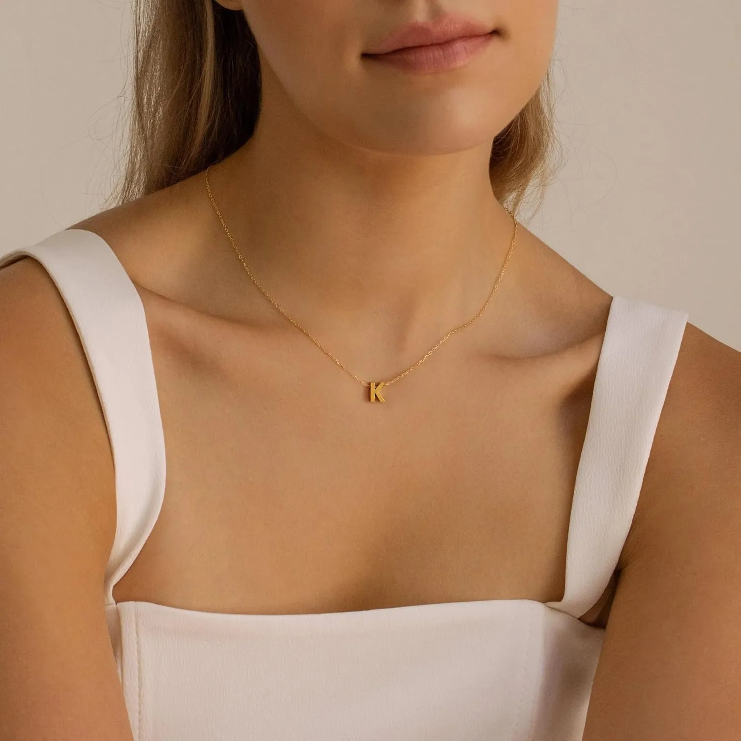 Initial Necklaces for Women, Layered 18K Gold Plated Letter A-Z Initial Necklace, Dainty Gold Name Jewelry, Gifts for Women