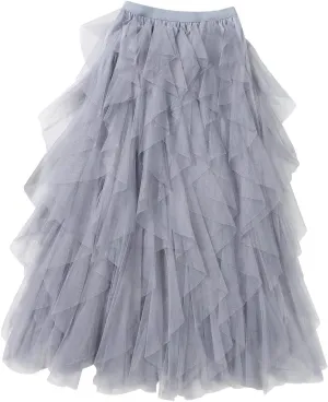 Irregular Mesh Half Length Skirt Women's Spring and Summer Multilayer Cake Skirt Poached Long Skirt Summer Clothing
