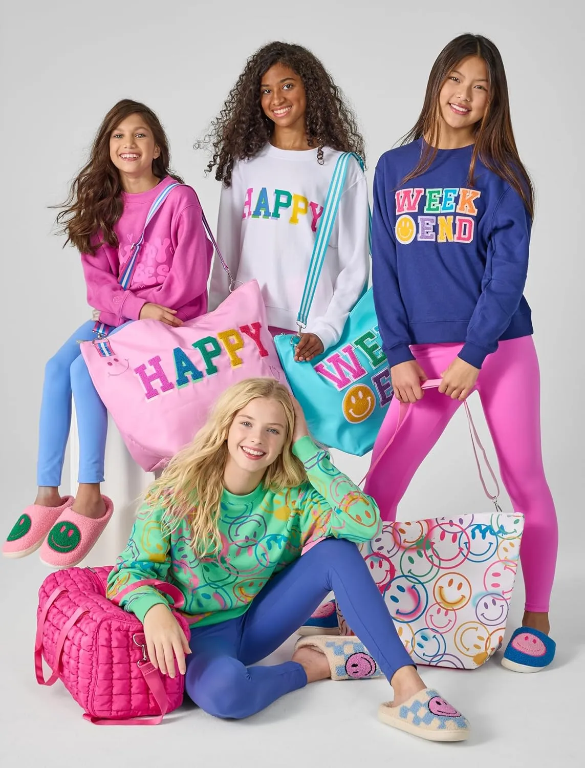 iscream Big Girls Softest Puff Fleece Crewneck Fun Graphic Sweatshirt - Bold Vibes Collection