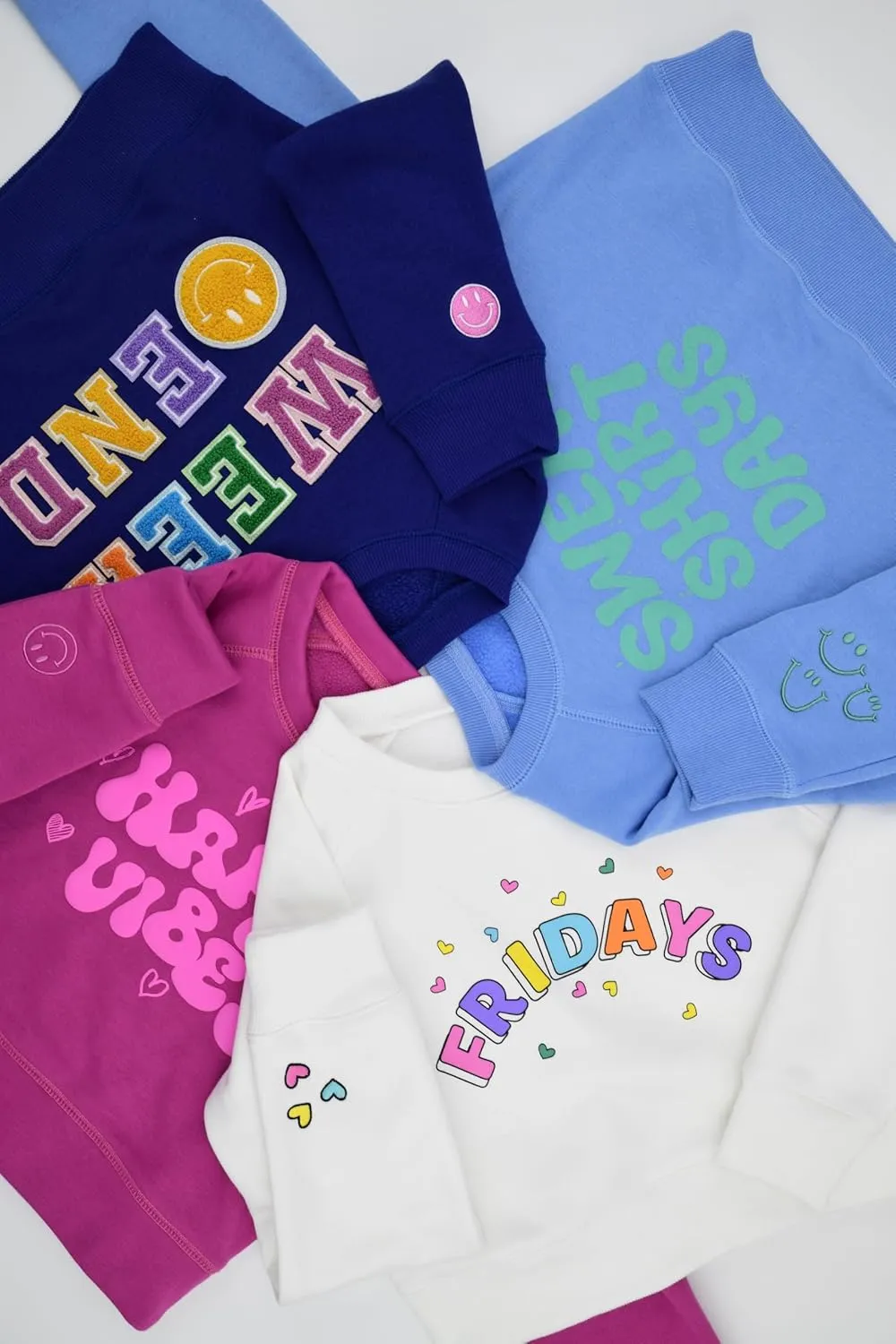 iscream Big Girls Softest Puff Fleece Crewneck Fun Graphic Sweatshirt - Bold Vibes Collection