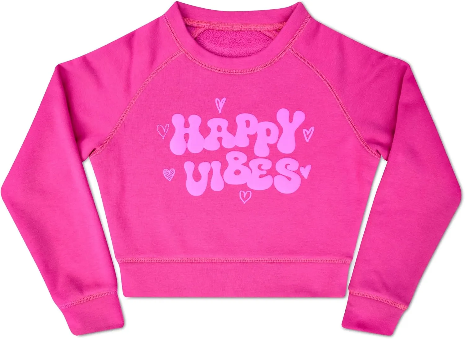 iscream Big Girls Softest Puff Fleece Crewneck Fun Graphic Sweatshirt - Bold Vibes Collection