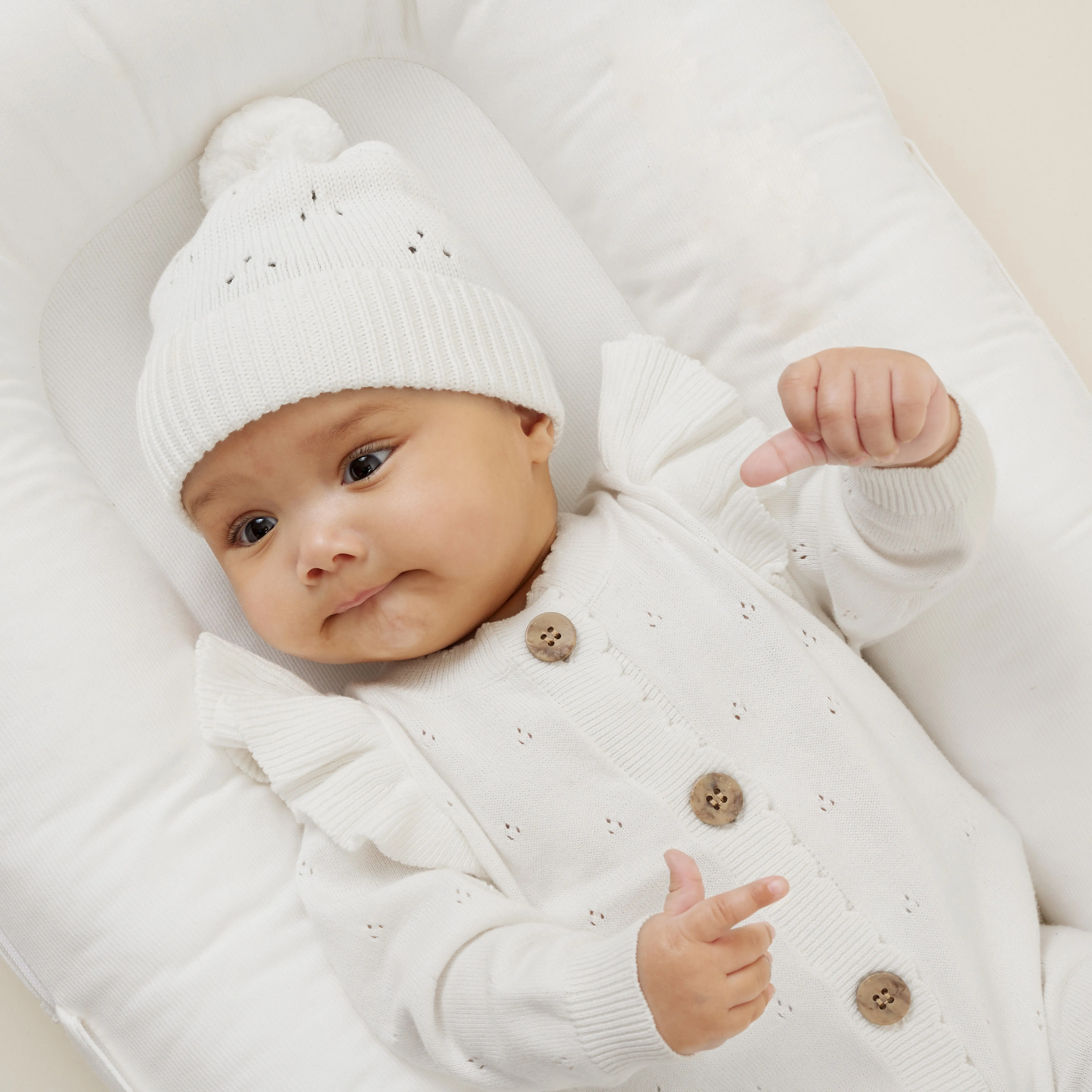 Ivory Pointelle Knit Romper Size 1