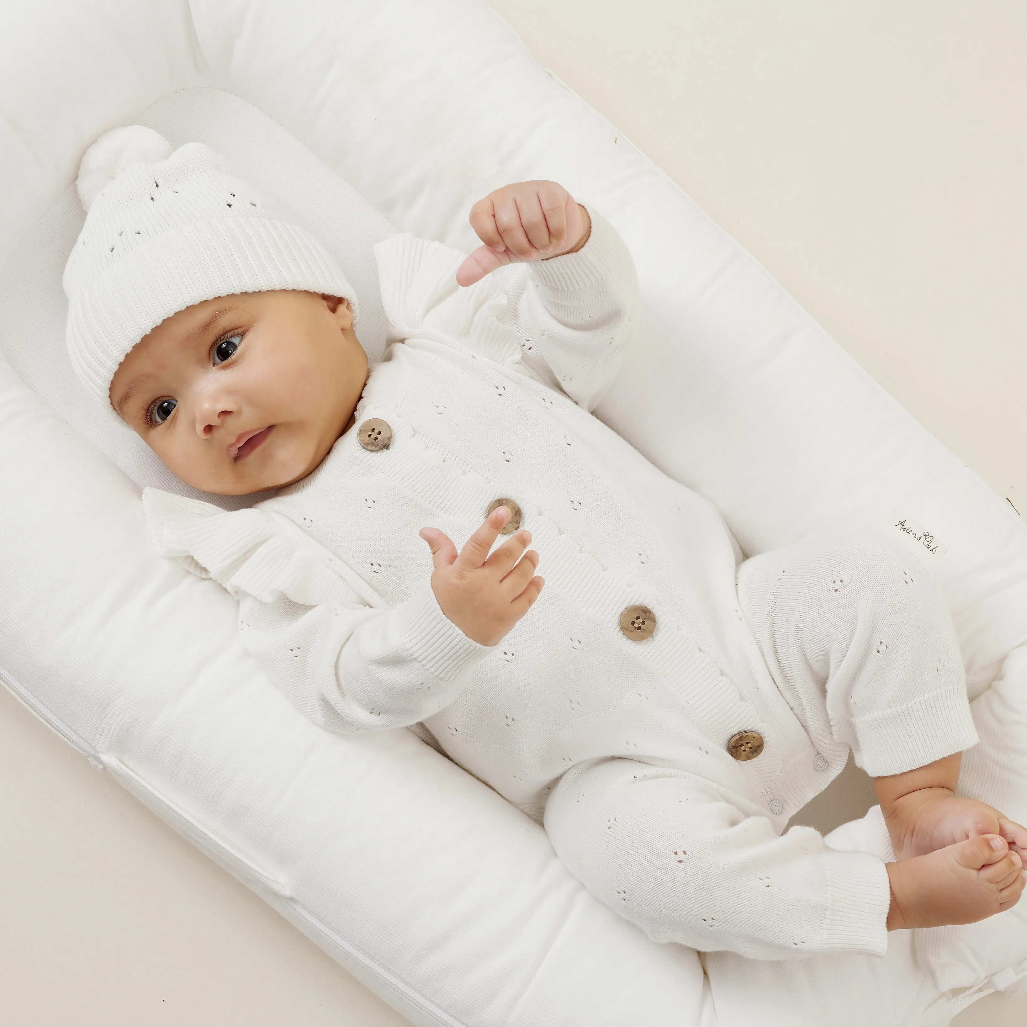 Ivory Pointelle Knit Romper Size 1