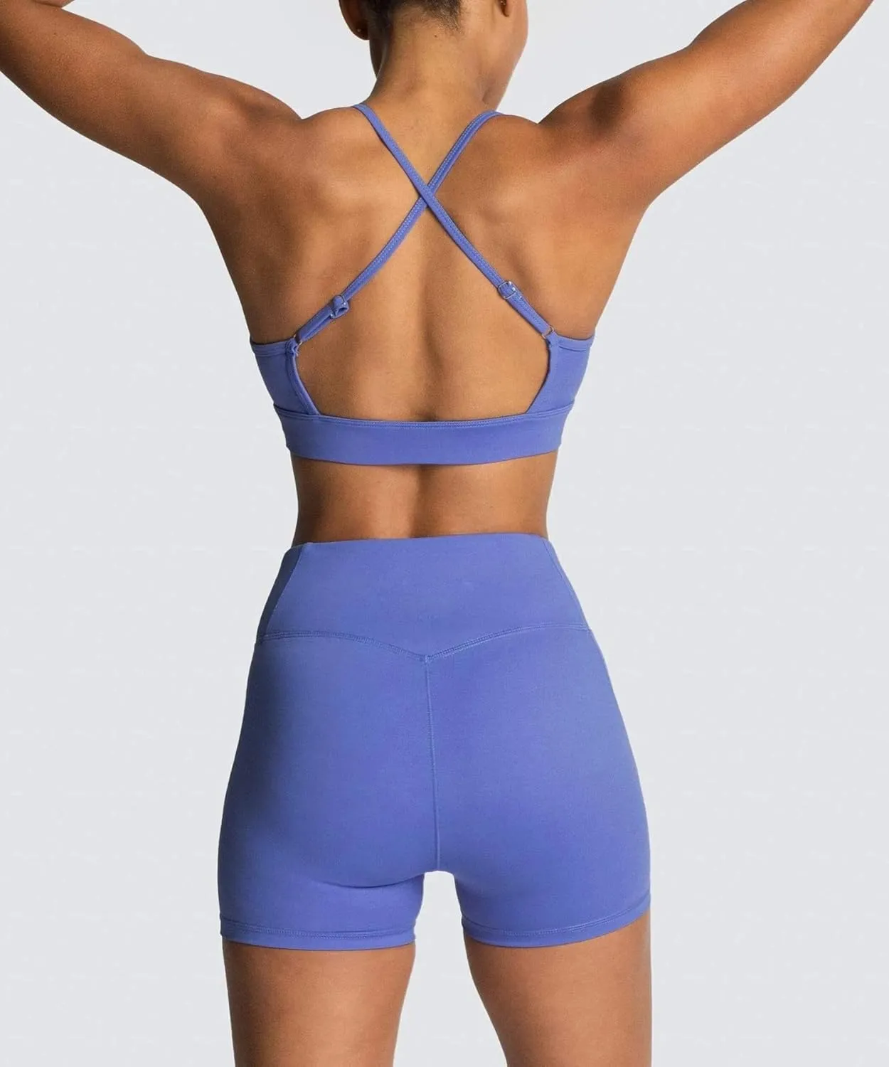 IWEMEK Women's Workout Sets 2 Piece Yoga Outfits High Waisted Biker Shorts and Cross Back Sports Bra Gym Set
