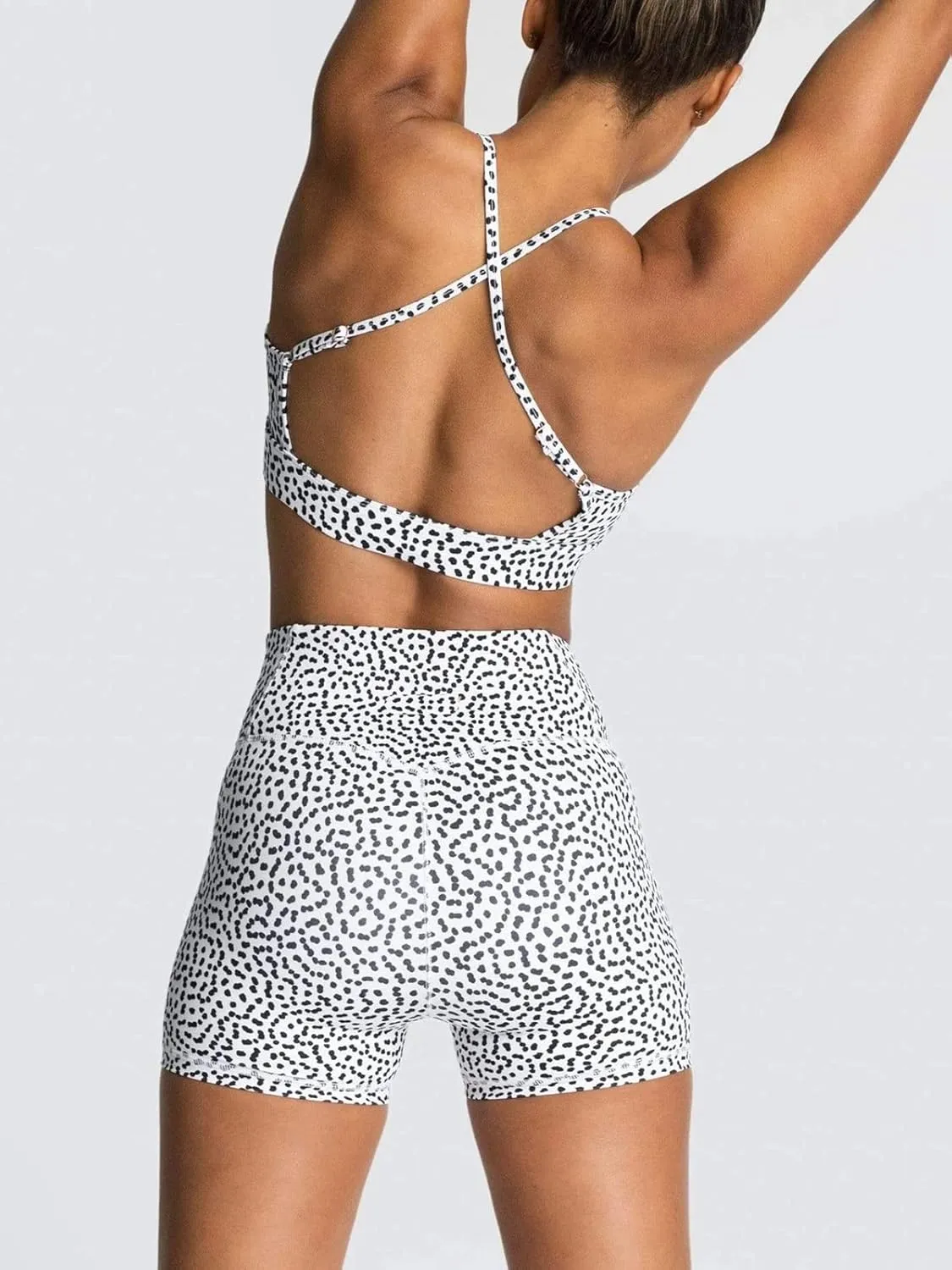 IWEMEK Women's Workout Sets 2 Piece Yoga Outfits High Waisted Biker Shorts and Cross Back Sports Bra Gym Set