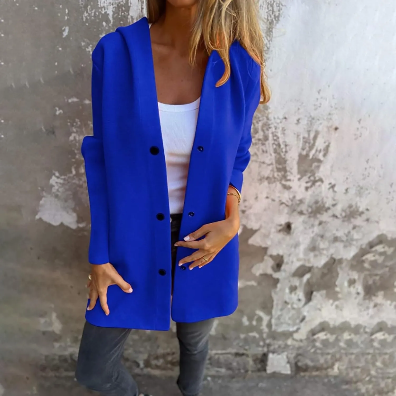 Jackets for Women Casual Single Breasted Hooded Jacket Long Sleeve Trench Coat 2024 Trendy Quilted Shackets