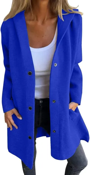 Jackets for Women Casual Single Breasted Hooded Jacket Long Sleeve Trench Coat 2024 Trendy Quilted Shackets