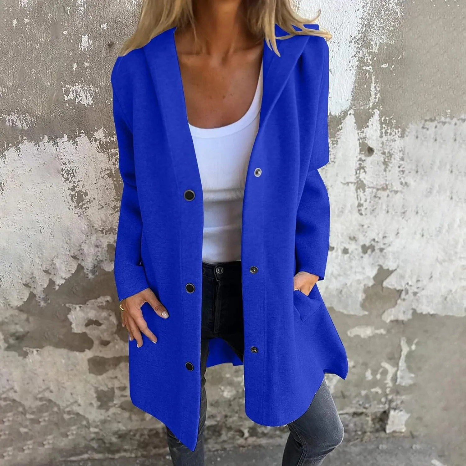 Jackets for Women Casual Single Breasted Hooded Jacket Long Sleeve Trench Coat 2024 Trendy Quilted Shackets