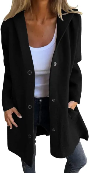 Jackets for Women Casual Single Breasted Hooded Jacket Long Sleeve Trench Coat 2024 Trendy Quilted Shackets