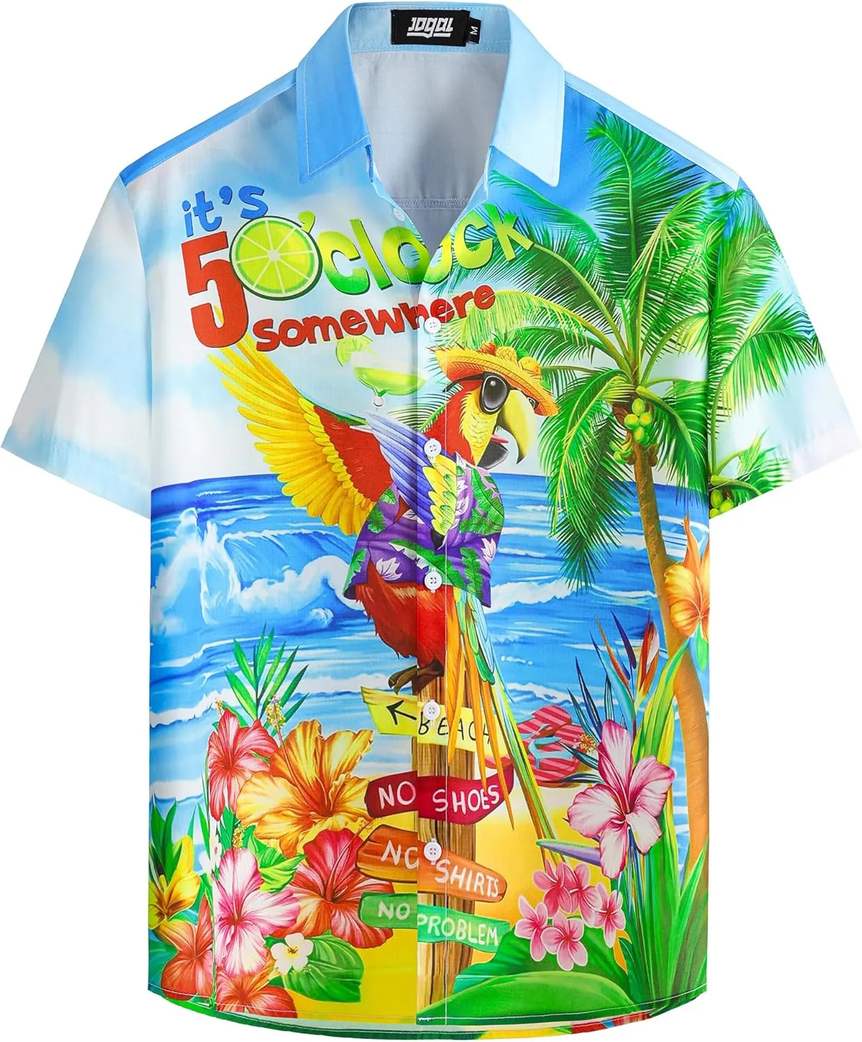 JOGAL Mens Tropical Hawaiian Shirt Short Sleeve Button Down Floral Print Casual Shirt Vacation Summer Beach Shirts