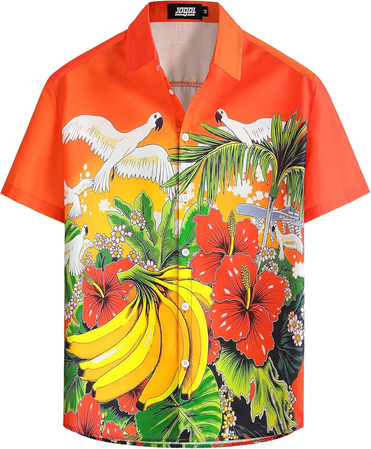 JOGAL Mens Tropical Hawaiian Shirt Short Sleeve Button Down Floral Print Casual Shirt Vacation Summer Beach Shirts
