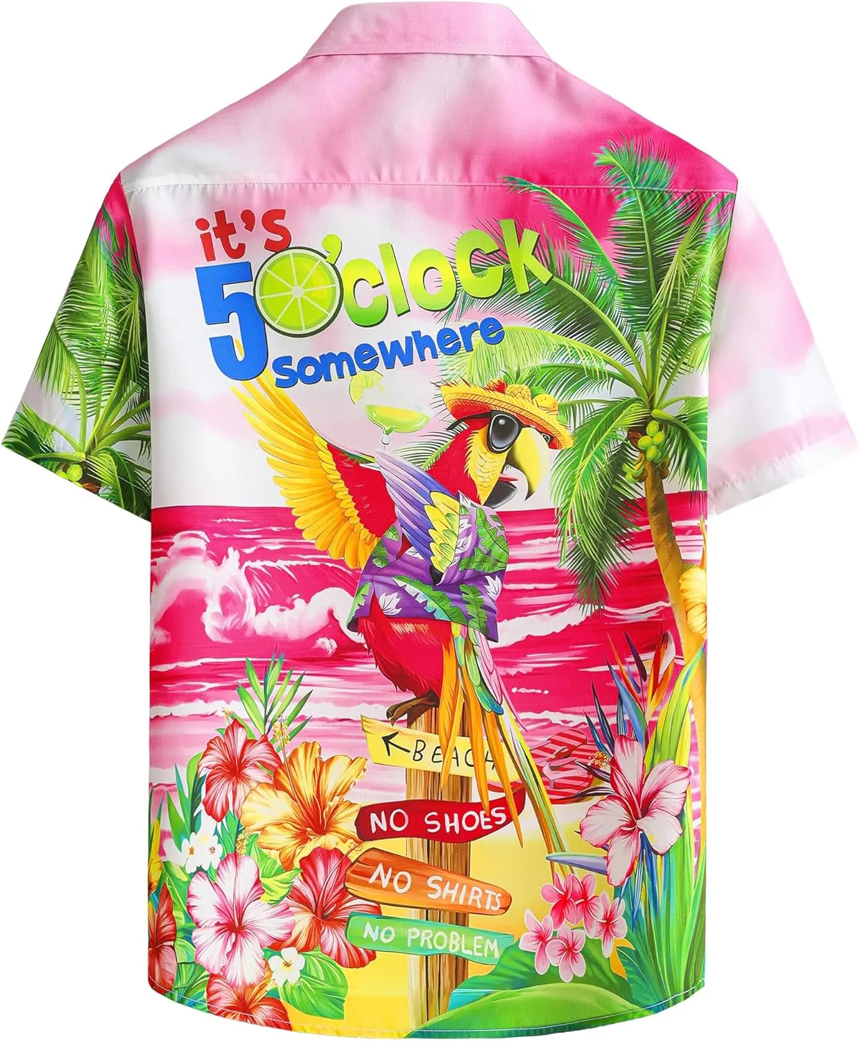 JOGAL Mens Tropical Hawaiian Shirt Short Sleeve Button Down Floral Print Casual Shirt Vacation Summer Beach Shirts