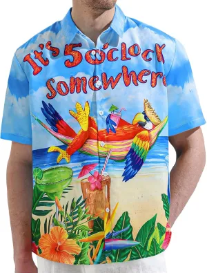 JOGAL Mens Tropical Hawaiian Shirt Short Sleeve Button Down Floral Print Casual Shirt Vacation Summer Beach Shirts
