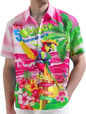 JOGAL Mens Tropical Hawaiian Shirt Short Sleeve Button Down Floral Print Casual Shirt Vacation Summer Beach Shirts
