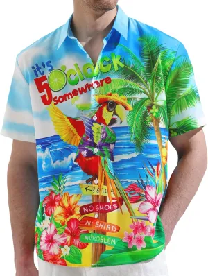 JOGAL Mens Tropical Hawaiian Shirt Short Sleeve Button Down Floral Print Casual Shirt Vacation Summer Beach Shirts