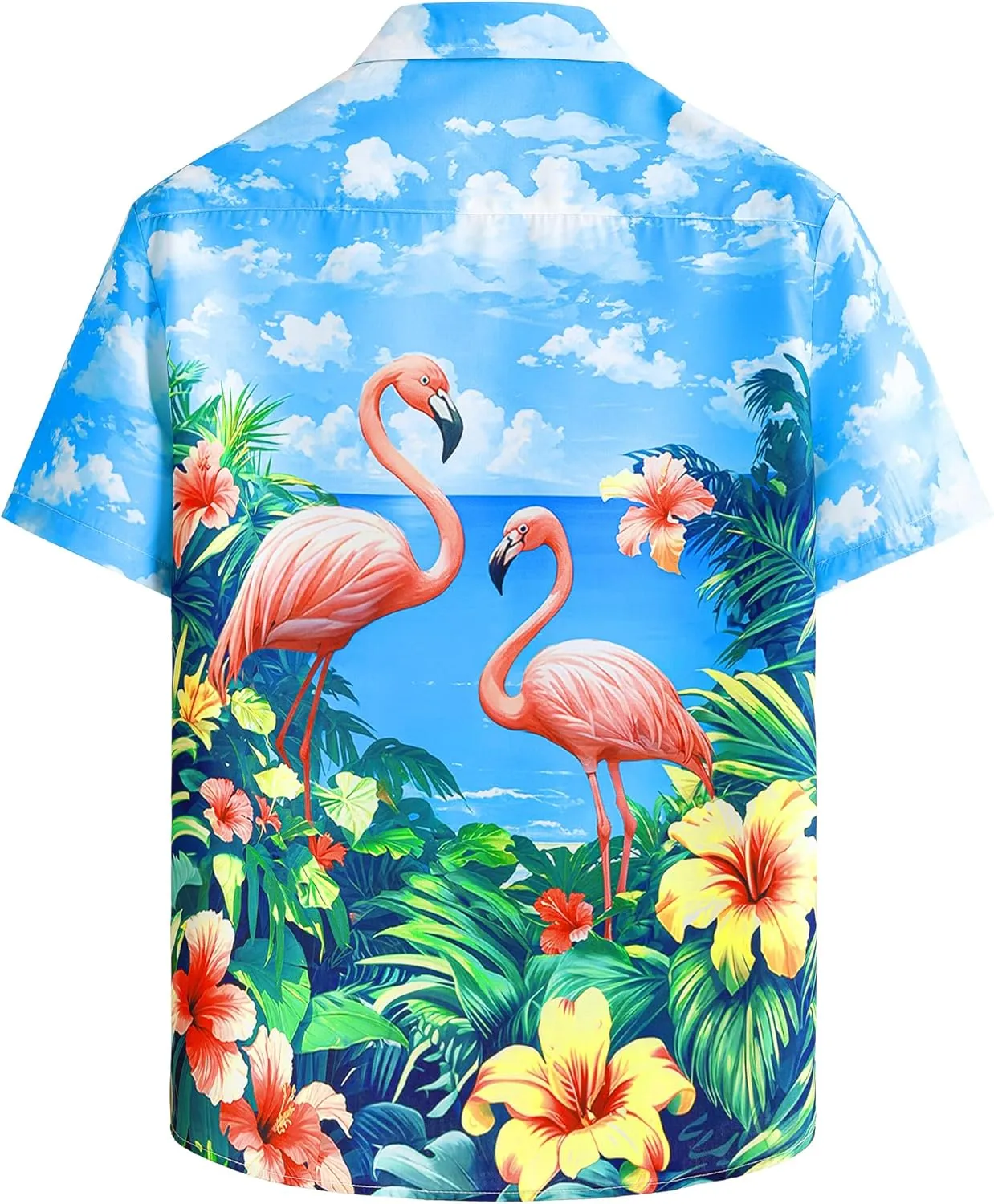 JOGAL Mens Tropical Hawaiian Shirt Short Sleeve Button Down Floral Print Casual Shirt Vacation Summer Beach Shirts