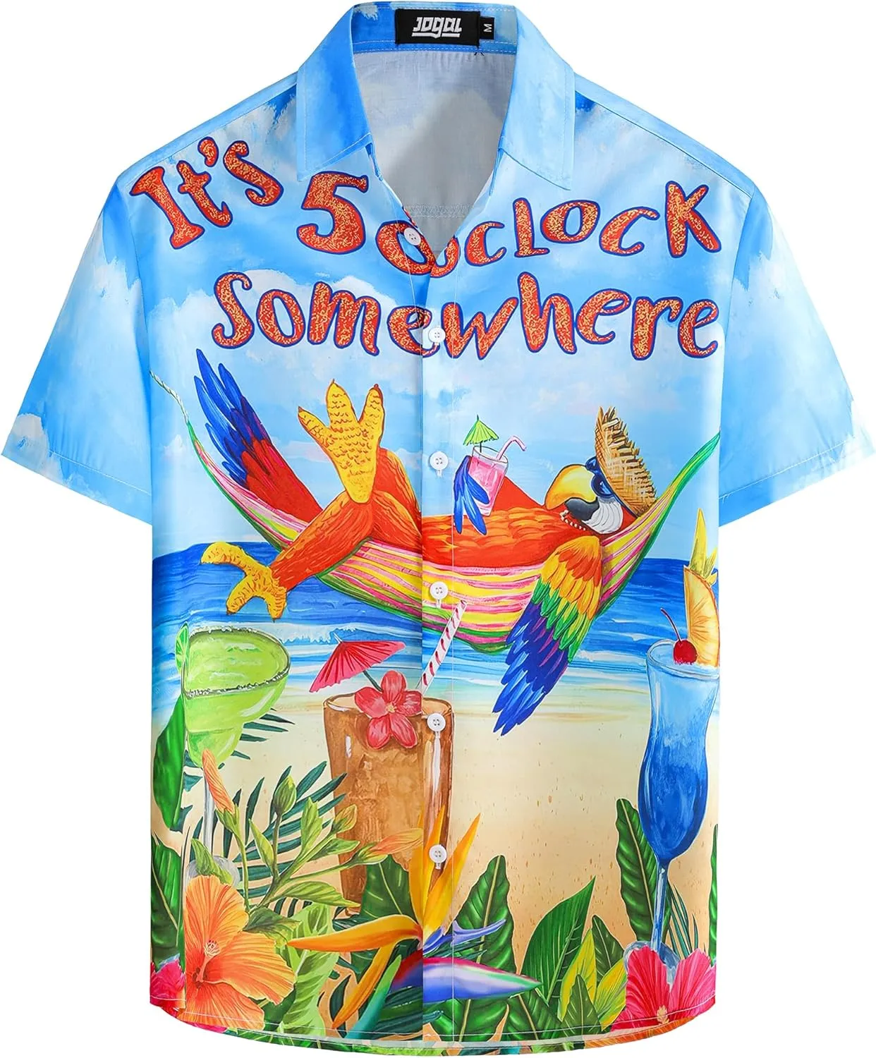 JOGAL Mens Tropical Hawaiian Shirt Short Sleeve Button Down Floral Print Casual Shirt Vacation Summer Beach Shirts