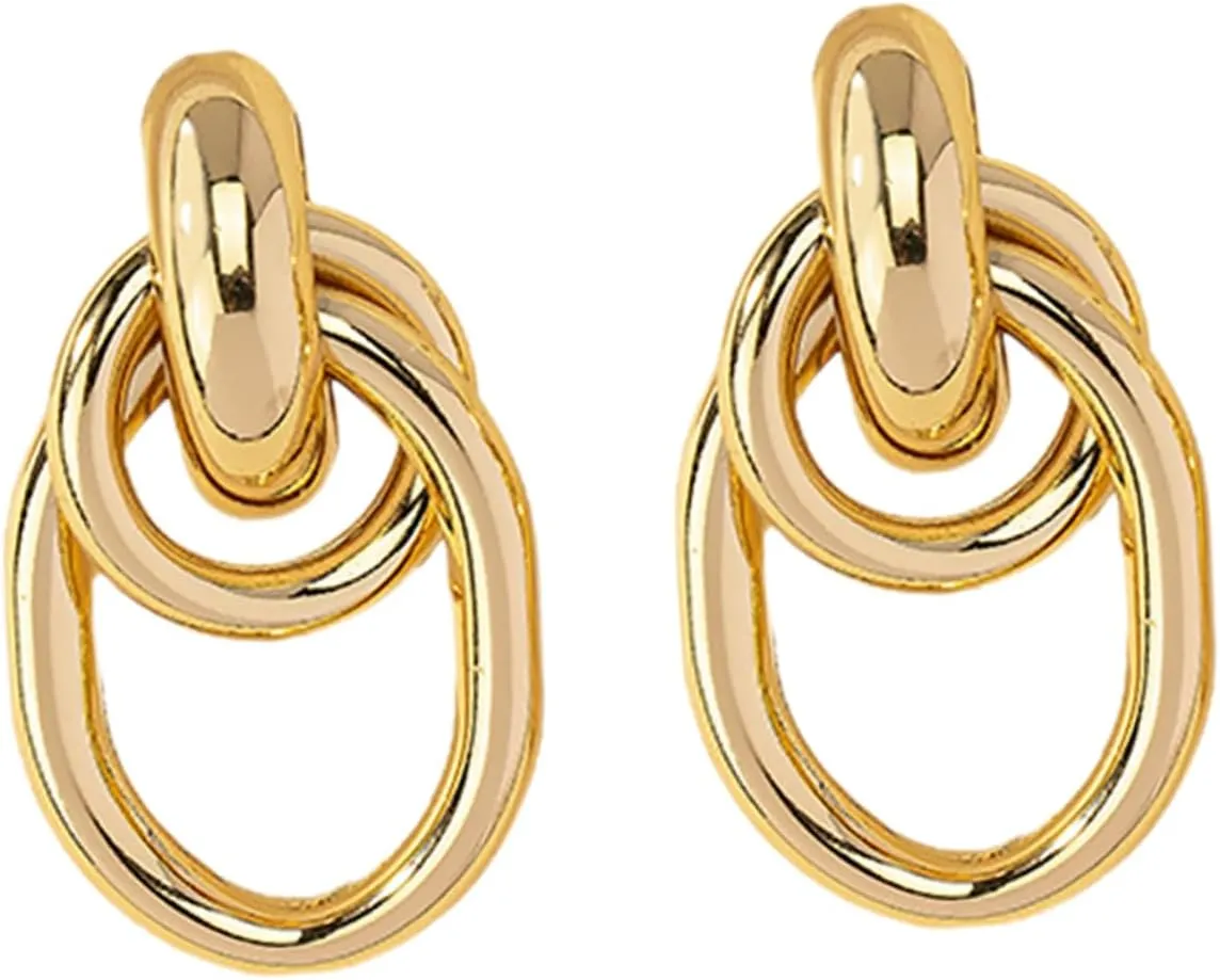 KESYOO 1 Pair Geometric Circle Hoop Earrings for Women Stylish Minimalist Double Hoops Statement Jewelry for Fashion Lovers Trendy and Lightweight Design