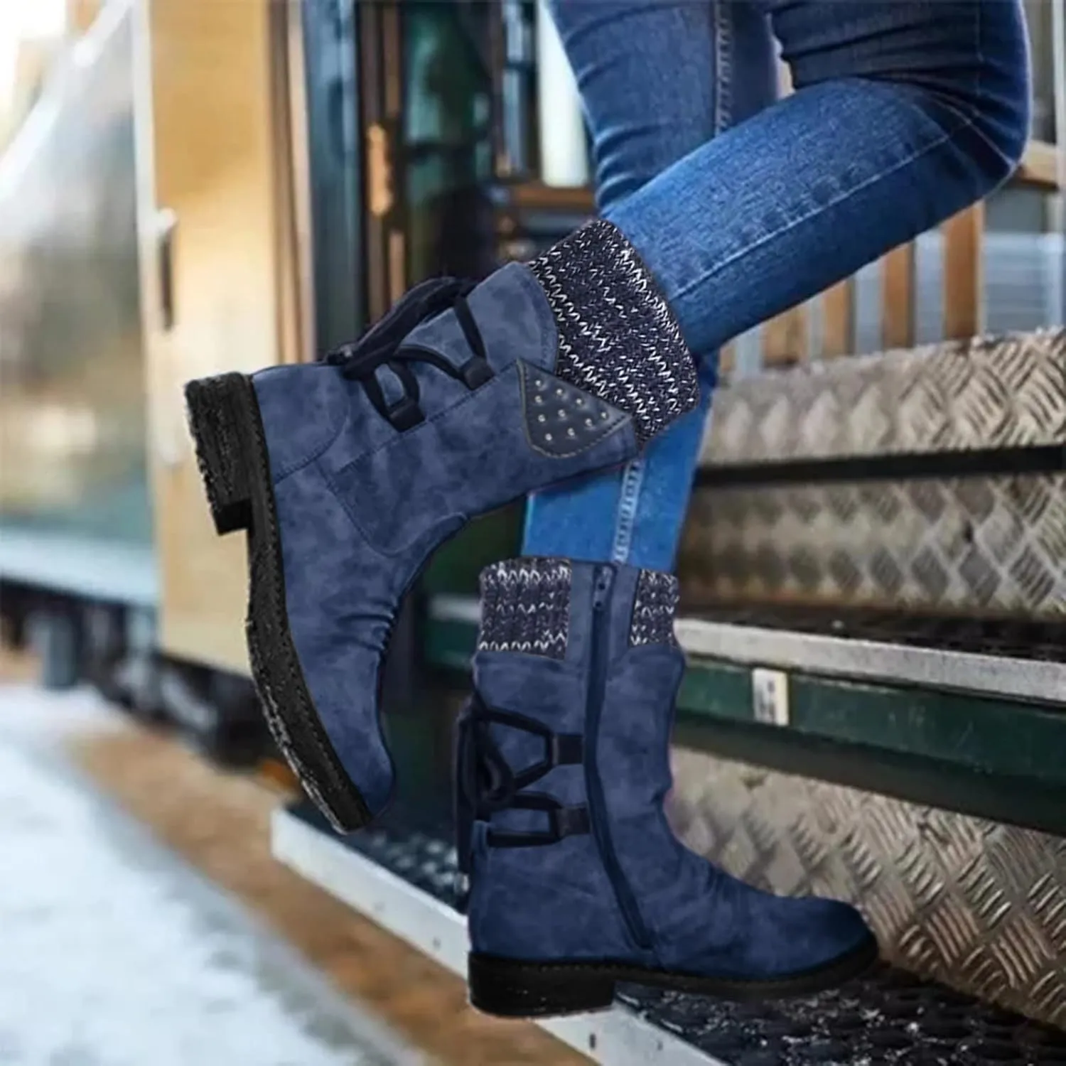 Knee High Snow Boots for Women Waterproof Non Slip Womens Tall Winter Snow Boots Snow Boots for Women Wide Waterproof Outdoor Boots Women Rubber Botas De Nieve Para Mujer Talla 4
