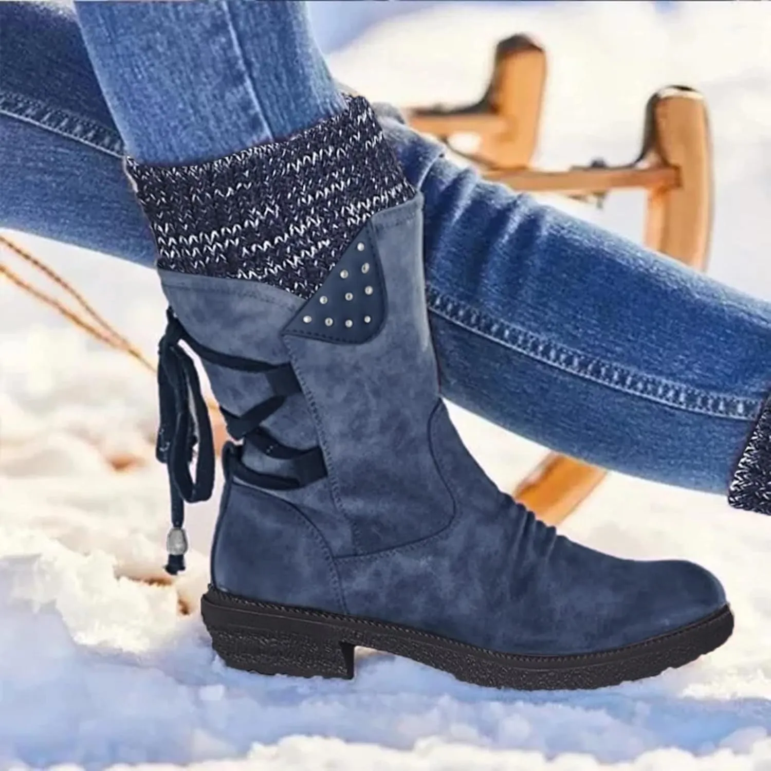 Knee High Snow Boots for Women Waterproof Non Slip Womens Tall Winter Snow Boots Snow Boots for Women Wide Waterproof Outdoor Boots Women Rubber Botas De Nieve Para Mujer Talla 4