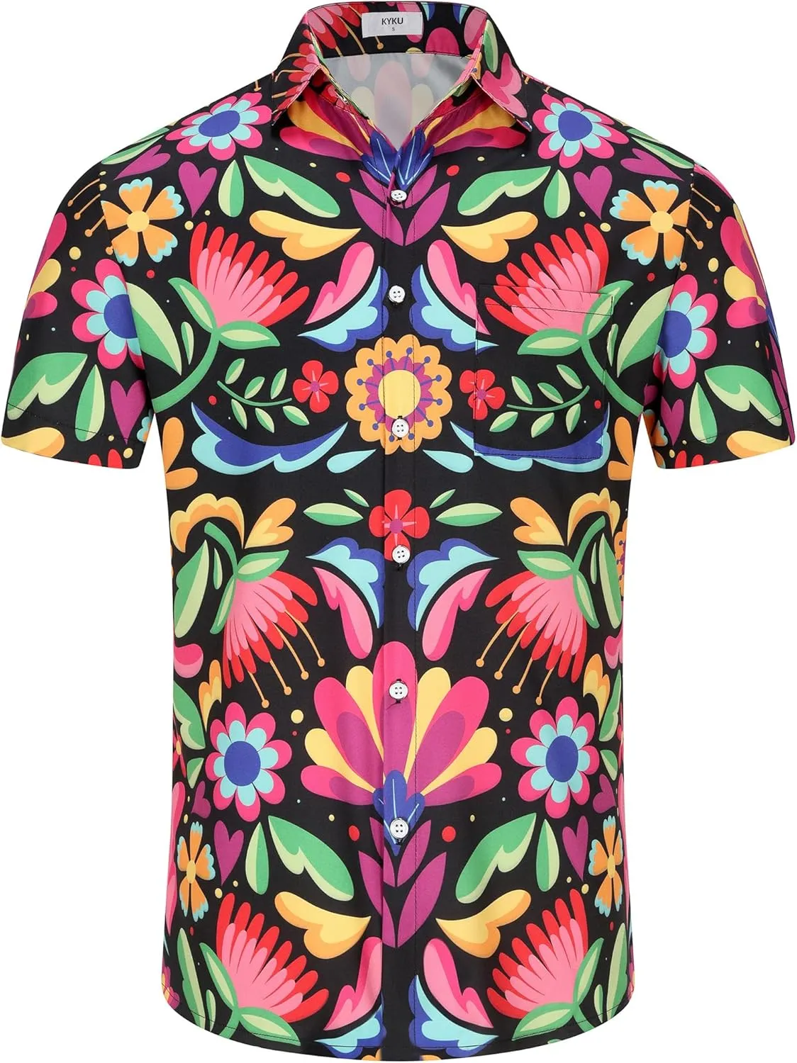 KYKU Mexico Shirt for Men Funny Beach Shirts Hawaiian Button Down Short Sleeve