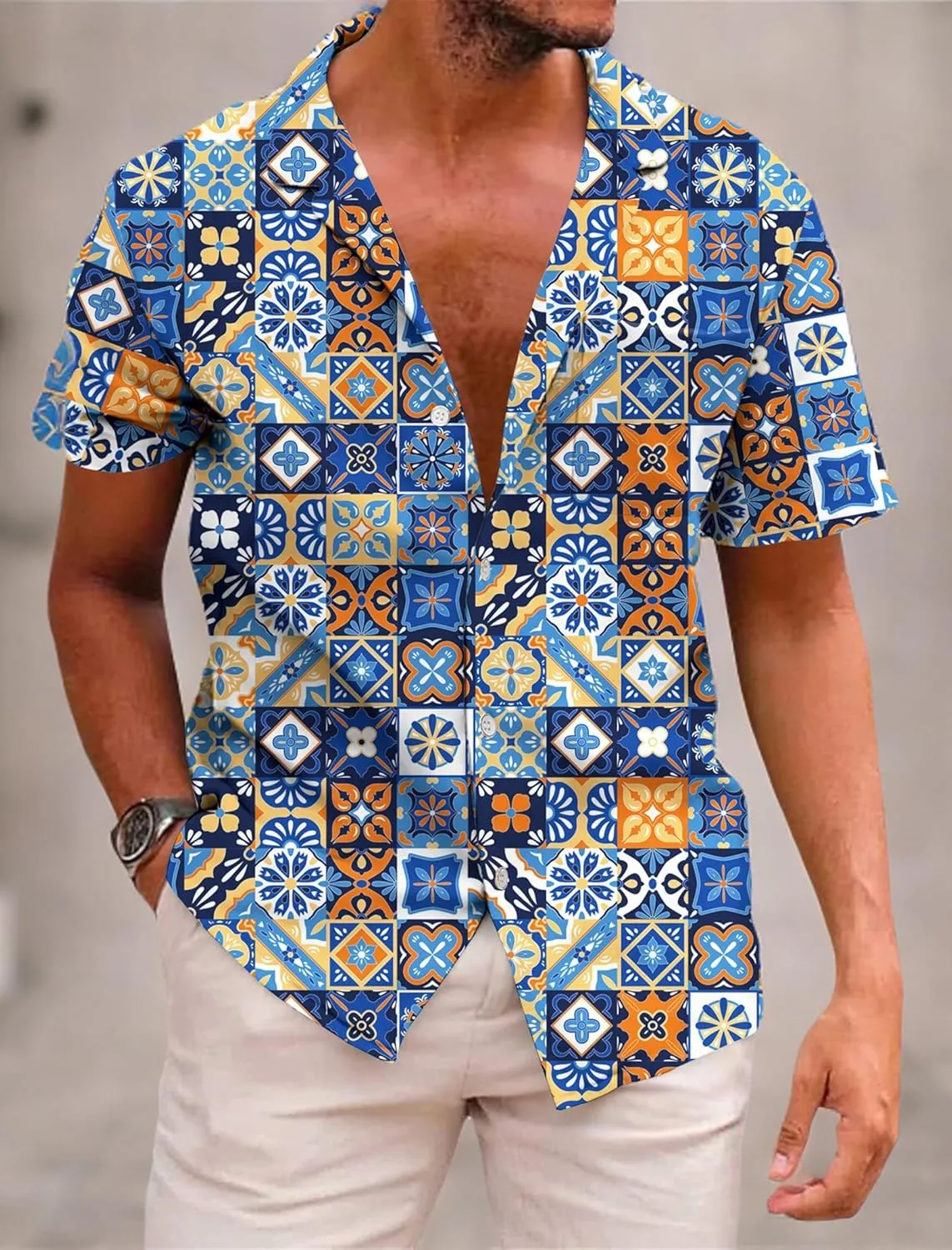 KYKU Mexico Shirt for Men Funny Beach Shirts Hawaiian Button Down Short Sleeve
