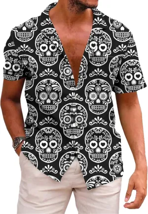 KYKU Mexico Shirt for Men Funny Beach Shirts Hawaiian Button Down Short Sleeve