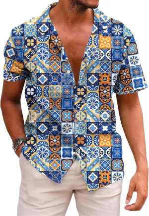 KYKU Mexico Shirt for Men Funny Beach Shirts Hawaiian Button Down Short Sleeve