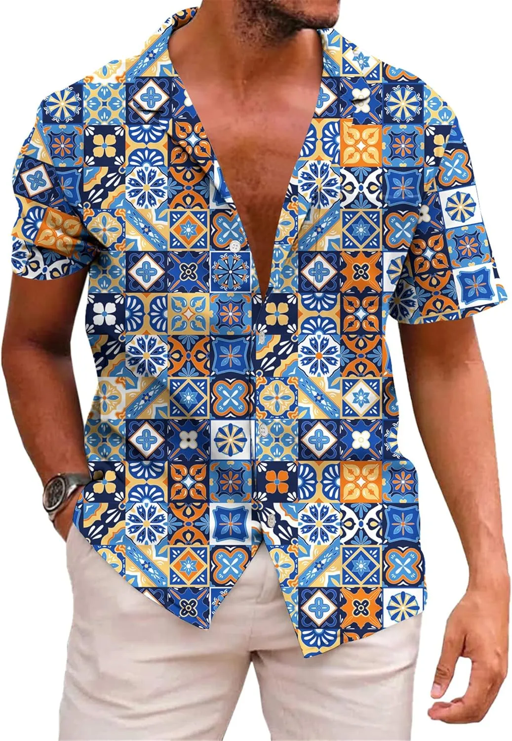 KYKU Mexico Shirt for Men Funny Beach Shirts Hawaiian Button Down Short Sleeve