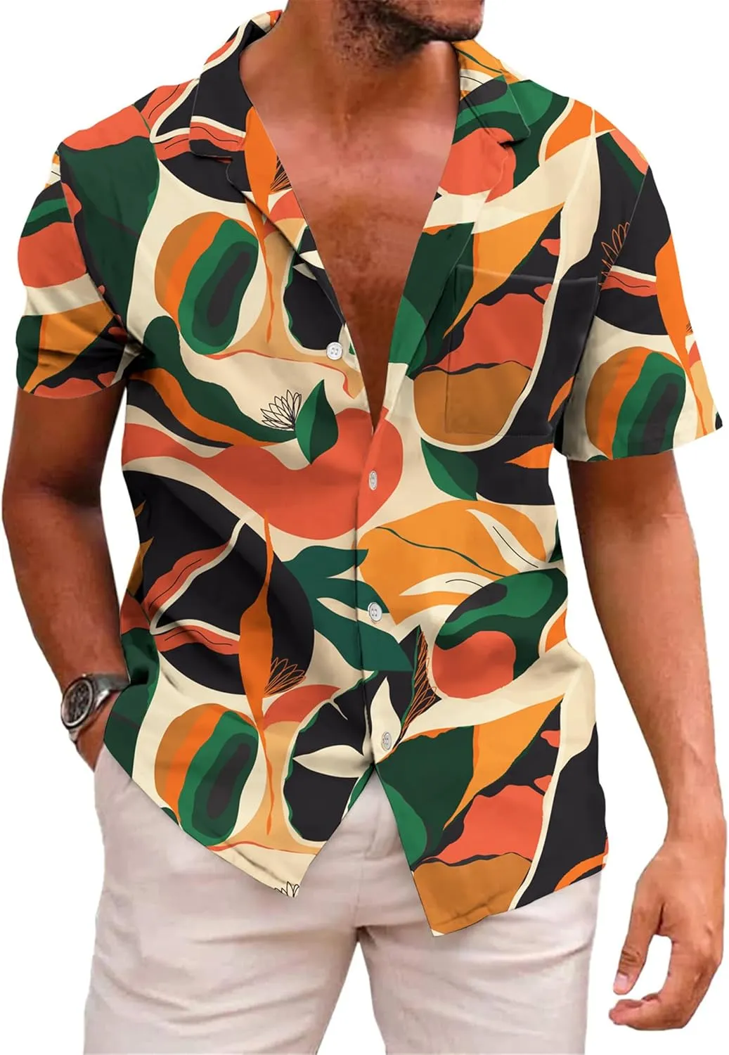 KYKU Mexico Shirt for Men Funny Beach Shirts Hawaiian Button Down Short Sleeve